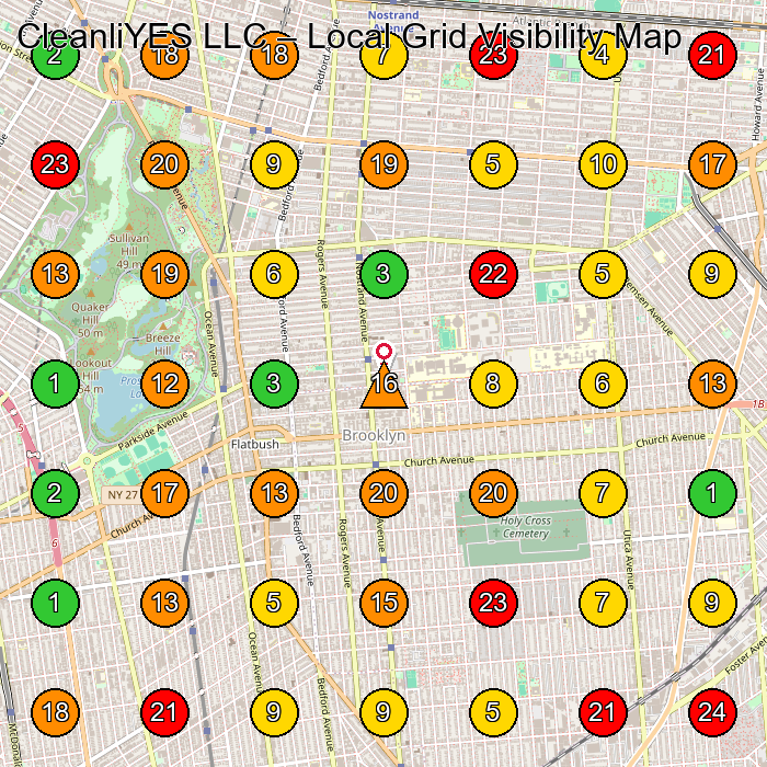 CleanliYES LLC House Cleaning Service GeoGrid ranking map for Brooklyn NY